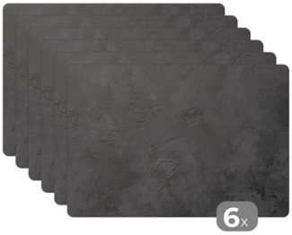 MuchoWow Platzset Beton - Druck - Industriell - Schwarz - Grau, (6-St), Platzsets, Tischset, Abwaschbar, Tischsets, Platzdeckchen