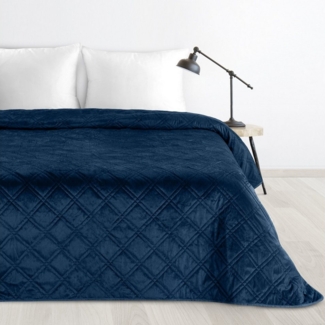 Design91 Tagesdecke Steppdecke LUIZ8 aus Samt Weicher Bett- und Sofaüberwurf, Elegante Bettdecke aus weichem Velours mit Rautenmuster