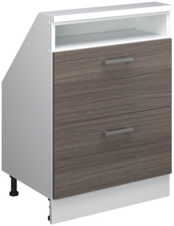 Küchenschrank für Dachschrägen R-Line Edelgrau 60 cm mit 2 Schubladen Vicco