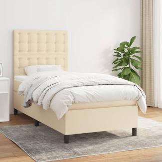 vidaXL Boxspringbett mit Matratze Creme 90x190 cm Stoff 3142062