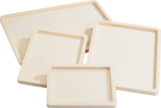 VBS Tablett Holz-Tabletts flach, Sperrholz, 4er-Set, Sperrholz, ca. 32,5 x 24 cm bis 17,5 13 cm