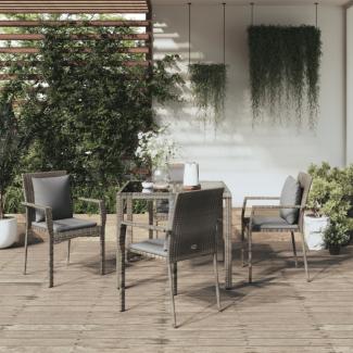 vidaXL 5-tlg. Garten-Essgruppe mit Kissen Grau Poly Rattan 3157958