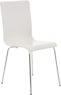 DELUKE® Besucherstuhl PEPE - 87x43x47cm, Weiß Holz Metall in Chromoptik Gestell Konferenzstuhl Wartezimmerstuhl