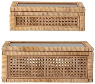 Bloomingville Aufbewahrungsbox Lally (2er Set, 1 St, Schachteln), Rattan Natur Dekobox Aufbewahrung