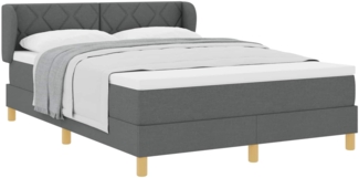 vidaXL Boxspringbett mit Matratze Dunkelgrau 140 x 190 cm Stoff 3340270