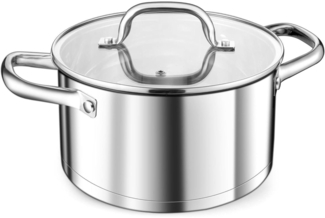 TEAMFAR Kochtopf 20cm Edelstahl Nudeltopf Induktion 3-Lagen Boden 3,8L