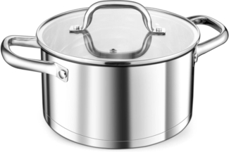 TEAMFAR Kochtopf 20cm Edelstahl Nudeltopf Induktion 3-Lagen Boden 3,8L