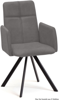 Armlehnstuhl (8er-Set) Dawna 52 x 92 x 60 Schwarz/Grau