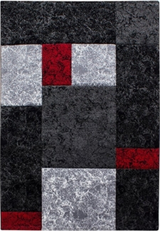 Teppium Teppich Kariert Design, Rechteckig, Höhe: 13 mm, Wohnzimmer Teppich Rot Kurzflor Konturenschnitt Kariert Design