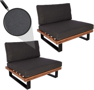 2er-Set Lounge-Sessel HWC-H54, Garten-Sessel, Spun Poly Akazie Holz FSC-zertifiziert Alu ~ braun, Polster dunkelgrau