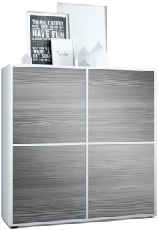 Highboard Cuba V2 Schrank 104 x 105,5 x 35,5 cm Sideboard mit 8 Fächern, Korpus in Weiß matt / Fronten in Avola-Anthrazit