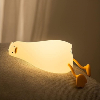 Fanttik LED Nachtlicht LED Baby Silikon Nachtlicht Kinder süße Enten-Nachttischlampe, Silikon Dimmbare Nachtlicht für Kinder, LED fest integriert, Warmweiß, Touch & Switch-Steuerung, Nachtlampe USB Aufladbare für Baby