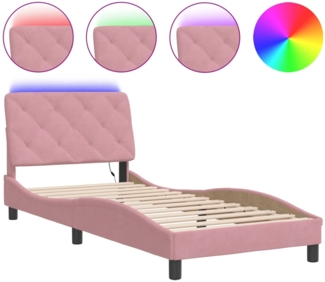 vidaXL Bettgestell mit LED ohne Matratze Rosa 80x200 cm Samt 3213824