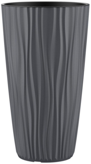 Engelland Blumentopf Pflanztopf mit herausnehmbarem Einsatz & Bewässerungssystem (1 St, robuster PP-Kunststoff), Wasserspeicher, Rillenoptik, hoch, rund, modern, UV-resistent