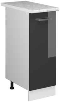 Unterschrank R-Line Anthrazit Hochglanz 30 cm mit Tür, mit Arbeitsplatte Vicco