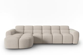 Micadoni Ecksofa Lisa 4-Sitzer Links Strukturierter Stoff Sand