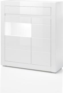 Highboardvitrine CARAT, Weiß MDF Hochglanz