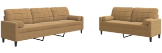 vidaXL 2-tlg. Sofagarnitur mit Kissen und Nackenrollen Braun Samt 3278498