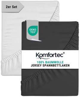 Komfortec Spannbettlaken Jersey Mehrfarbig, 100% Baumwolle, Gummizug: Rundum, (2 Stück), OEKO-TEX® Standard 100 Zertifisiert, für Matratzen bis 25 cm Höhe