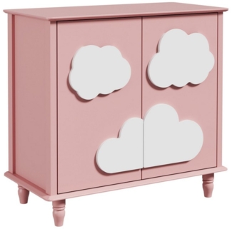UEV Kinderkleiderschrank mit 2 Türen, Kinderschrank für mädchen mit Wolkemuster (Kinderregal Mehrzweckschrank Buffet, Kommode für Wohnzimmer Esszimmer Flur Schlafzimmer) Küchenschrank Aufbewahrungsschrank mit verstellbare Ablage