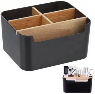 REDOM Organizer multifunktionale Aufbewahrungsbox mit 5 Fach Einteilung (18 × 14,8 × 9 cm fertig montiert, 1 St, Holz Schreibwarenaufbewahrung Fernbedienungshalter), für Home Office Wohnzimmer