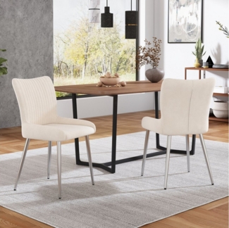 Fanttik Esszimmerstuhl Küchenstuhl 2er-Set, luxuriös Lounge-Stuhl, Samt-Esszimmerstuhl, (Esszimmerstuhl mit vier Metallstützbeinen, 2 St), Wohnzimmer, Schlafzimmer, für ein superweiches Sitzerlebnis