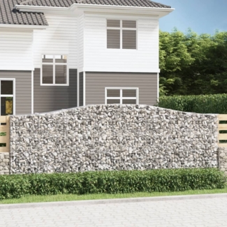 vidaXL Gabionen mit Hochbogen 8 Stk. 400x50x140/160cm Verzinktes Eisen 3145988