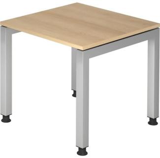 Schreibtisch JS08 U-Fuß / 4-Fuß eckig 80x80cm Eiche Gestellfarbe: Silber