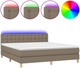 vidaXL Boxspringbett mit Matratze & LED Taupe 180x200 cm Stoff 3134057