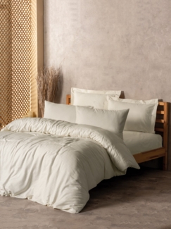Ranforce Doppel-Bettbezug-Set (DE), 'Plaid', Creme