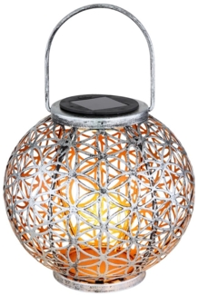 LED Solarleuchte, Kugel, Geflecht, silber-antik, H 29 cm