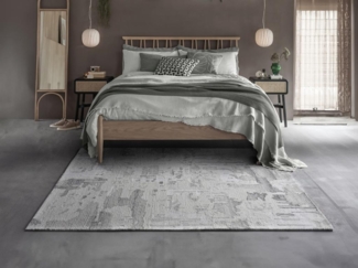 Vente-unique - Vintage-Teppich - Wolle & Viskose - handgefertigt - 160 x 230 cm - 1500 g/m² - Grau - MILORA