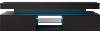 TV-Lowboard 2D 190 Serkuzo (Farbe: Schwarz / Schwarz Hochglanz)