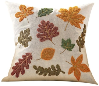 CLTYQ Kissenbezug Herbstdeko Kissenbezug 45x45 cm, Herbst Deko Stickerei Kissenhülle, (1 Stück), Ahornblätter Kürbis Kissenbezüge mit Reißverschluss