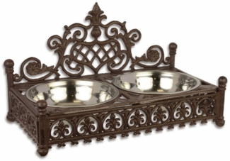 Casa Padrino Dekoobjekt Jugendstil Hundenapf Braun 46,2 x 25 x H. 27,2 cm - Gusseisen Futternapf im Jugendstil