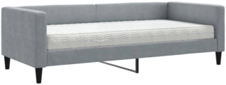 vidaXL Tagesbett mit Matratze Hellgrau 90x200 cm Stoff 3196560