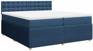 vidaXL Boxspringbett mit Matratze Blau 200x200 cm Stoff 3287583