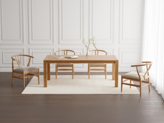 Vente-unique - Set Tisch AMILA + 4 Stühle POGIANA - Holzfarben & Beige
