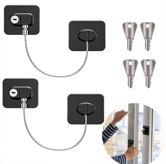 NUODWELL Kindersicherung 2 Stück Kühlschrank Schloss mit Klebstoff und Schlüsseln, ohne Bohren, Kühlschrankschloss für Gefrierschrank, Schränke, Schubladen, Fenster