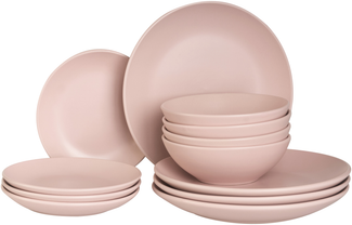 Tafelservice 18-teilig VIVANI Steinzeug Rosa