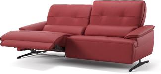 Sofanella 3-Sitzer PERLO Echtleder Designersofa Ledercouch in Rot S: 188 Breite x 101 Tiefe