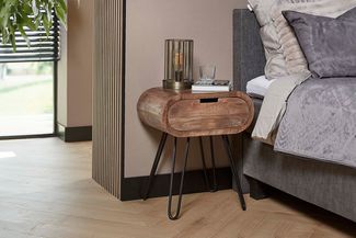 KAWOLA Nachttisch BAEL Beistelltisch Mangoholz massiv braun 1 Schublade 60 x 35 x 50 cm