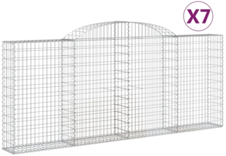 vidaXL Gabionen mit Hochbogen 7 Stk. 300x30x120/140cm Verzinktes Eisen 3146544
