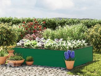 GFP HALFSIZE Aluminium Hochbeet - Platzsparendes & Stabiles Gartenbeet in Grün - 150 x 119 x 39 cm - Ideales halbhohes Modell für Familien-Gartenspaß