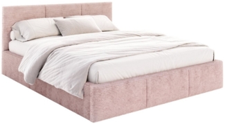 FDM Polsterbett AMBER modern mit Bettkasten MADE IN EU - mit Cord Bezug (verfügbar 90x200 120x200 140x200 160x200 180x200cm, Bettrahmen, Bett, mit großen gepolsterten Kopfteil, mit Bettkasten zum aufklappen), Hebbarer Metallrahmen, Bettkasten, mit/ohne...