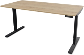 ASSMANN Elektrisch höhenverstellbarer Schreibtisch Y-Line Curved 160x70 cm Eiche Natura Schwarz Metall Holz