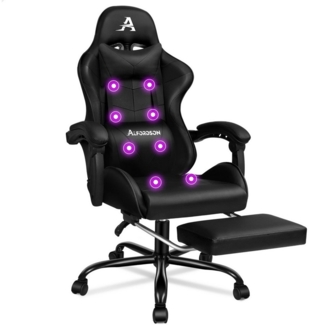ALFORDSON Gaming-Stuhl mit Fußstütze, 8 Massagepunkten & 150° Neigung, PU-Leder, Ergonomischer Racing-Sessel, höhenverstellbar, 180 kg Tragkraft