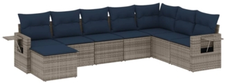 vidaXL 8-teiliges Gartensofa-Set mit Kissen, grau, Polyrattan 3220560