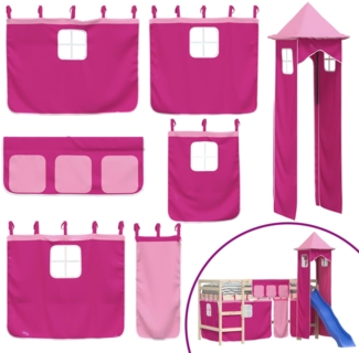 vidaXL Vorhänge für Hochbett mit Turm Rosa Polyester 835924