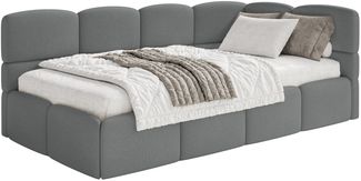 Selsey 'Cloudy' Jugendbett 120x200, Kopfteil rechts, Matratze & Bettkasten, Chenille Dunkelgrau